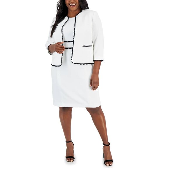 Kasper Plus Size Sheath Dress White/Black Size 16W (Dress Only) - Picture 1 of 2